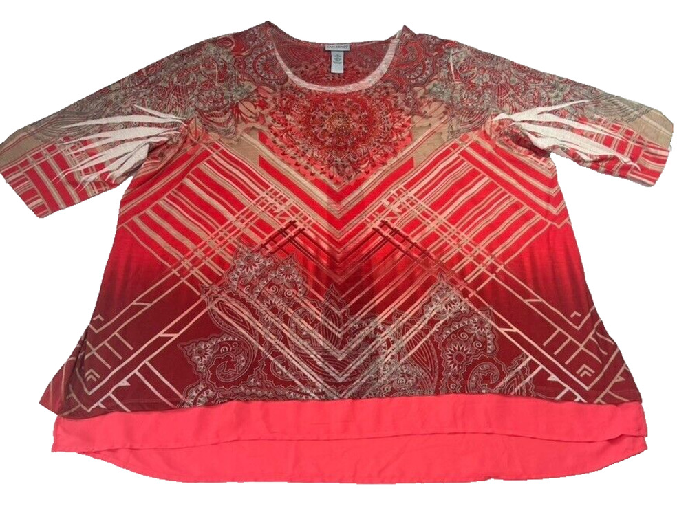 Catherine Blouse Womens 3X 26/28W Pullover Top Studded